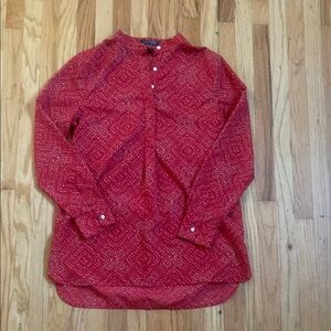 Ralph Lauren Red and Cream Tunic with Geometric Pattern